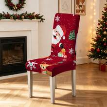 1/2/4/6pcs Christmas Themed Chair Covers, Dining Table Chair Seat Protector, Removable And Washable - Multicolor - View 7