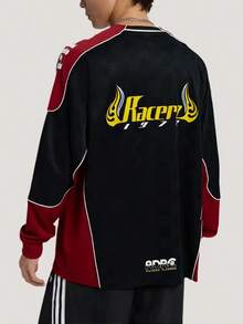 Adidas Originals RAC Men's Long Sleeve T-Shirt Fashionable Versatile Racing Style Comfortable Loose Knit Sports Pullover - Black - View 4