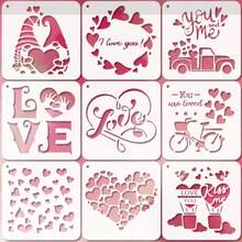 [Reusable DIY] 9pcs Reusable DIY Stencils, Various Gnome, Sunflower, Strawberry Patterns, 5.9x5.9 Inch, Suitable For Ceramic, Fabric, Stone, Wood Spray Painting - White Plastic Craft Patterns - Sets - View 7