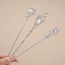 1/3pcs Women's Moonstone Star Hair Stick, Modern Minimalist Chinese Style Moon Hair Pin, Premium Feel Updo Hair Stick, Unique Head Accessory Suitable For Daily Wear - Multicolor - View 4