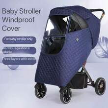 Baby Stroller Winter Snow & Rain Cover, Windproof & Warm Stroller Rain Cover, 3-Layer Thickened Protection Against Cold Air, Essential For Newborn Boys - Multicolor - View 1