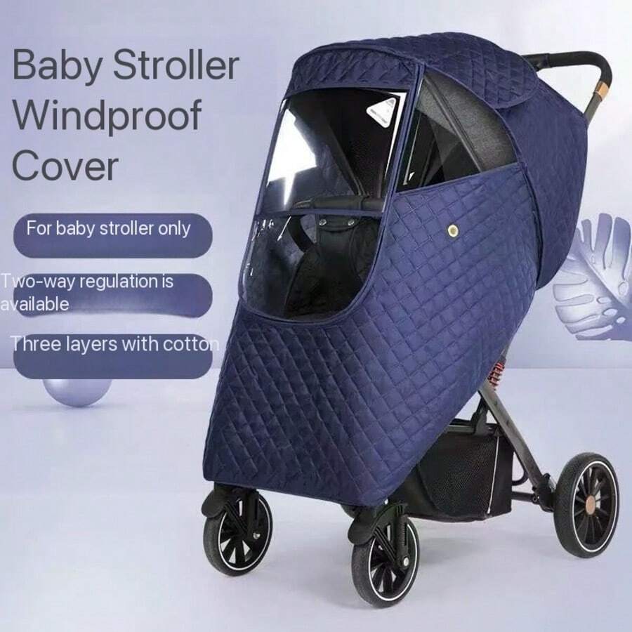 Baby Stroller Winter Snow & Rain Cover, Windproof & Warm Stroller Rain Cover, 3-Layer Thickened Protection Against Cold Air, Essential For Newborn Boys - Multicolor - View 1