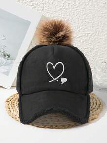 1pc Women's Thick Baseball Cap Embroidered Heart Ball Fashion Vacation Cool Autumn/Winter Casual - Multicolor - View 5