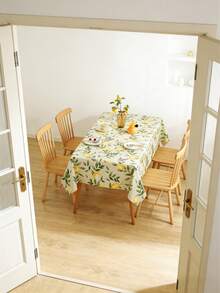 1pc Lemon Leaf Print PVC Composite Non-Woven Tablecloth, 0.133mm Thick Waterproof Oilproof Wipeable Table Cover For Dining Kitchen Outdoor Picnic Home Decor - Multicolor - View 5