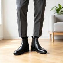 Men's Chelsea Boots, High-Top Retro Business Casual Style, Classic British Elegant Men's Boots - Black - View 3