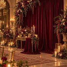 1pc Luxury Burgundy Velvet Tablecloth, Elegant Draping Fluid Table Cover, Suitable For Wedding, Christmas, Banquet And Home Dining Table Decor - Jujube Red - View 2
