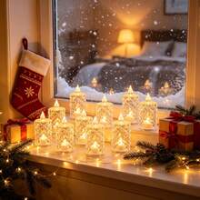 8Pcs Large Diamond-Pattern LED Crystal Candle. This Tea Light Is Perfect For Bedroom Decor During The Autumn And Winter Seasons. Y2K-Style Night Light. It Is Also Suitable For Halloween And Christmas Parties, Or As A Small Gift Or Toy. - Diamond-shaped Candle - View 3