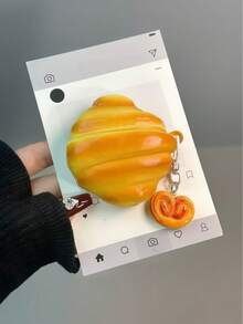Casing Earphone Silikon Croissant 3D Lucu, Casing Anti Guncangan Berbentuk Makanan Kartun, Kompatibel dengan 4, Pro/Pro 2/Pro 3, Cangkang Earbud Lembut dan Anti Jatuh, Dilengkapi dengan Gantungan Kunci. - MultiWarna - View 3