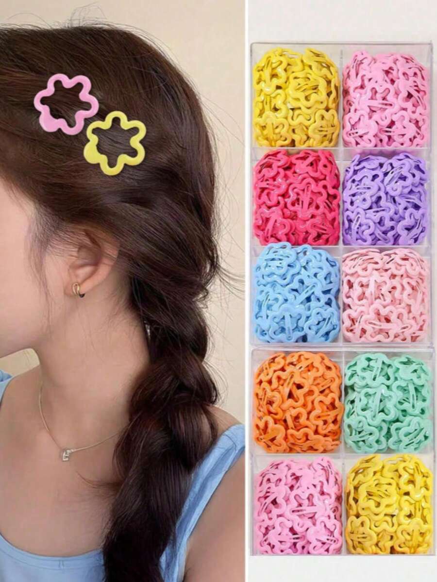 Bộ kẹp tóc hoa màu ngẫu nhiên 20/30/40/50/100 cái, kẹp tóc hoa nhiều màu dễ thương, phụ kiện tóc Y2K cho ngày lễ, phù hợp cho bé gái đeo hàng ngày - Nhiều màu - Xem 1