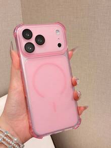 可愛粉色方形防摔手機殼，透明邊框支撐，全方位保護，適用於 Apple 17/16/15/14/13 Air/17 Pro Max，磨砂質感，全鏡頭保護，適合男女青少年日常通勤、商務校園、辦公室、夏季戶外旅行場景，1 件防滑防指紋高級極簡保護手機殼 - 粉色 - 查看 8