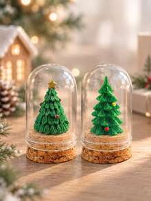 Bộ 2 món cây trang trí vòm kính mini Giáng Sinh, mô hình tiểu cảnh thu nhỏ Giáng Sinh, đồ trang trí để bàn ngày lễ, phù hợp cho phòng khách gia đình - Cây thông Noel - Xem 3