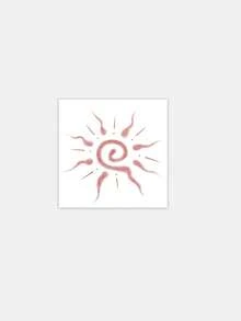 1pc Temporary Tattoo, Red Dotwork Spiral Sun Pattern, Realistic Fake Tattoo Design, For Daily, Bachelorette Party Favors, Music Festival, Game, Graduation Gift, Lasts 3-5 Days - Red - View 3