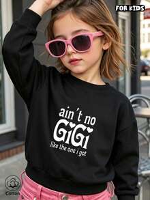 Children's Black Cartoon Printed Hoodie, Round Neck Long Sleeved, Comfortable And Breathable, Suitable For Daily Wear In Spring And Autumn - Black - View 1
