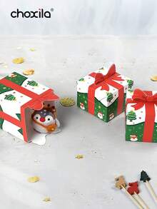 choxila 10/50pcs Christmas Gift Boxes With Bow Decoration, Santa Claus & Christmas Tree Print Candy Boxes, Christmas Party Favor Snack Boxes - Christmas Gift Box - View 6