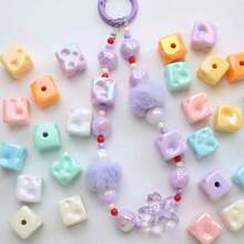 20pcs 14mm Macaron Color Cheese Block Beads, Handmade DIY Sweater Chain, Pet Crystal Bracelet, Keychain Accessories, Unisex, Suitable For Christmas Gifts - Multicolor - View 2