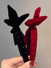 1pc Korean Style Headband, Princess Large Bow Hair Accessory For Girls, Daily Wear Versatile Headband For Photos - Red - View 3