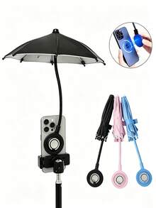 1pc Hands-Free Magnetic Phone Umbrella Sunshade, Mini Foldable Outdoor Sun Shade With Adjustable Shaft, Summer Travel Essential, Portable Accessory For Cycling, Commuting, Hiking & Daily Outdoor Activities.Phone Rain Sun Protector,Decorative Fittings - Multicolor - View 4