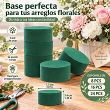 8PCS Round Floral Foam Blocks For Flower Arrangements, Green Foam For Garden Decor And DIY Crafts, 7.3 X 3.4 Cm - Green - View 4