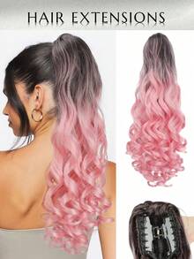 20-Inch Synthetic Wavy Ponytail Hair Clips, Providing A Fluffy And Various Color Options, Equipped With Safety Clips, Suitable For Parties, Formal Occasions, Hairstyle Accessories, Natural Appearance Hair Pieces, Elegant Bride Style - Multicolor - View 10