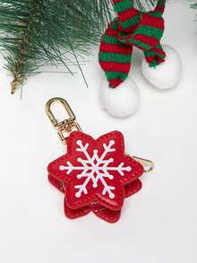 CHARM INFINITE Christmas Mini Keychain Pouch, Cute Santa Claus & Snowflake Pattern Faux Leather Zipper Coin Purse, Portable Mini Storage Bag Key Holder, Christmas Holiday Decoration Gift For Women & Girls - Multicolor - View 11
