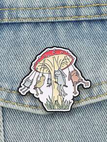 Mushroom Swing Frogs Enamel Pin Fairy Tale Cartoon Frog Lapel Badge Metal Brooch For Backpack Jacket Cute Accessory Gift - Multicolor - View 4