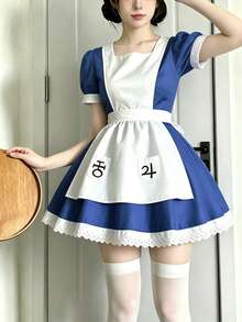 1PC Cute Maid Costume Role Play Outfit, Women's Halloween Costume, Stage Performance Cosplay Dress, Suitable For Costume Party, Carnival, Club, Masquerade, Electronic Music Festival - Multicolor - View 3
