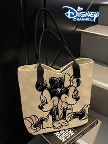Disney Cute Cartoon Mickey, Minnie, Daisy Duck Tote Bag Handbag With Pink Heart Pattern, Large Capacity Shoulder Bag, Women's Fashion Handbag For Work, School, Commute, Travel, Shopping, Daily Use - Multicolor - View 11