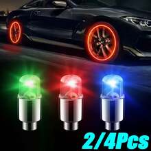 2 paquetes de luces LED para válvulas de neumáticos de coche, luces de neumáticos con colores intermitentes, luces ambientales de neón universales e impermeables para coche, bicicleta, tapas de válvulas de neumáticos, luces decorativas. - Caqui - Ver 6