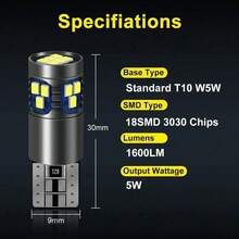 2Pcs T10 3570 CSP LED Bulbs 15000LM 6000K White, App-Control RGB & Cool White, Canbus Error Free For Cayenne, 12V/24V Car Headlight - A - View 3
