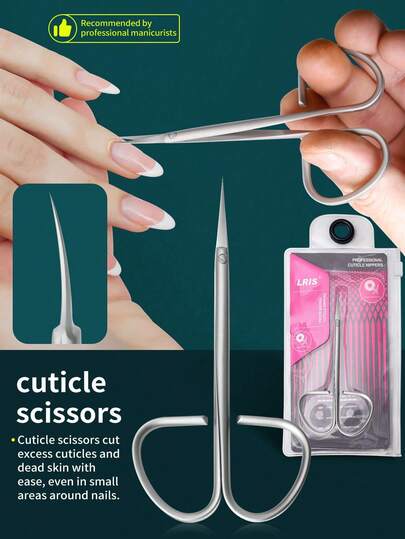 Professional Cuticle Scissors With Curved Titanium Blade - High Precision Nail Trimmer For Dry Skin And Nails, Ergonomic Non-Slip Handle, Suitable For Eyebrow And Eyelash Grooming, Home And Salon Use
