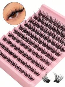 Cluster, Single Thick, Natural D Curl, 8-16mm, DIY False Eyelashes, Eyelash Clusters, Single Eyelashes, False Eyelashes, False Eyelashes - D - View 1
