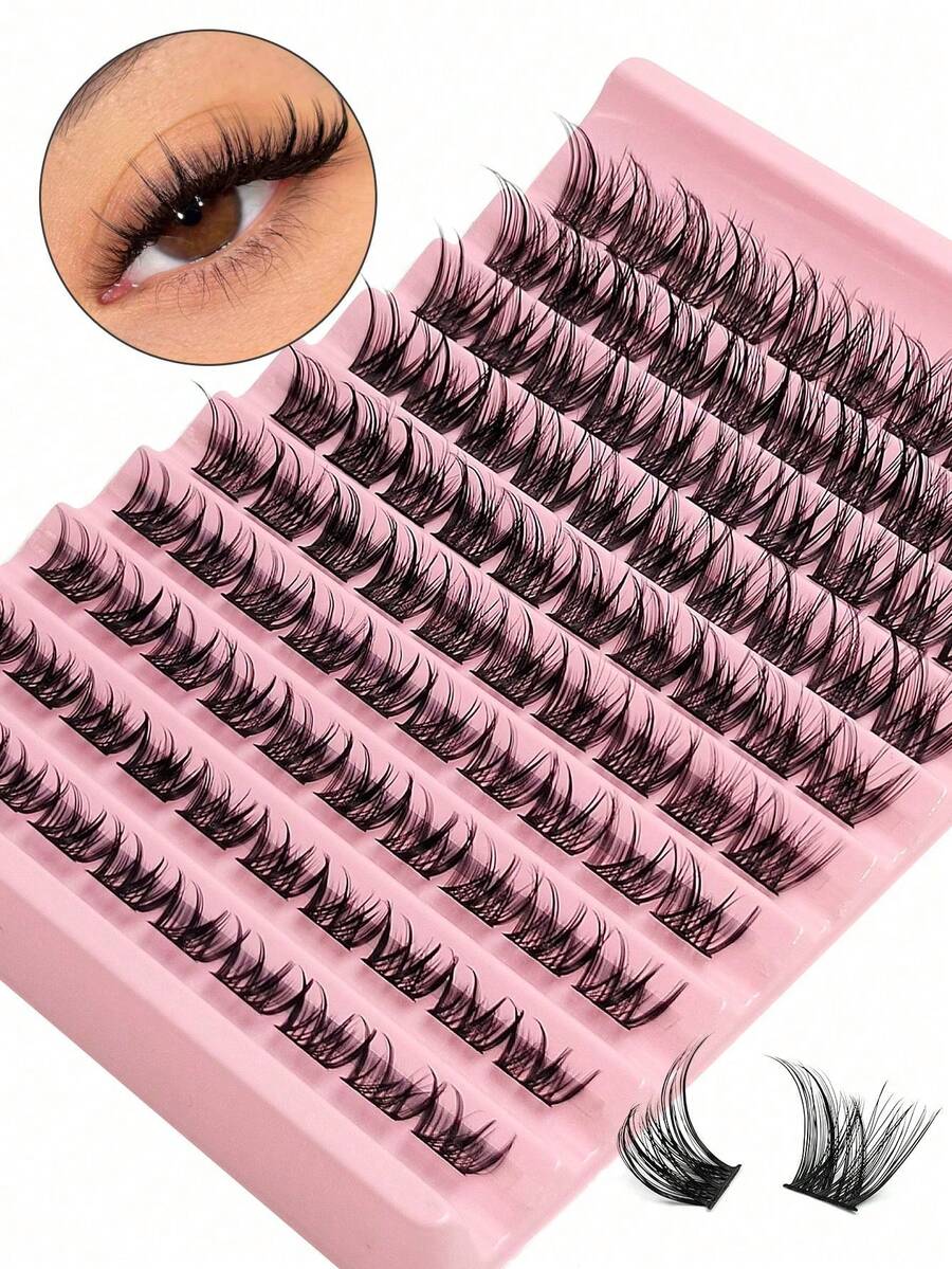Cluster, Single Thick, Natural D Curl, 8-16mm, DIY False Eyelashes, Eyelash Clusters, Single Eyelashes, False Eyelashes, False Eyelashes - D - View 1