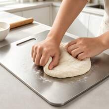 3pcs/1pc Stainless Steel Double-Sided Cutting Board, Convenient Kitchen Double-Sided Stainless Steel Cutting Board, Suitable For Meat, Fruit And Vegetables, Thickened Anti-Mold, Suitable For Home And Restaurant Use, Easy To Clean With Water, Used For Cutting Meat, Cheese, Bread, Vegetables And Fruit, Suitable For Home, Dorm, Kitchen Tools, Suitable As Home Gift, Christmas Or Back To School Gift. - Silver - View 8