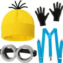 Women's Halloween Costume Set, 5Pcs Adult Cosplay Outfit With Yellow Knit Hat, Goggles , Dance Party Dress-Up Kit - Dance Party Costume 5PCS - View 11