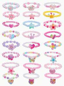24‑Piece Kids Acrylic Colorful Beaded Bracelets Gift Box, Random Colors, Children Party Favors, Festival Wear, Birthday Gift For Kids - Multicolor - View 4