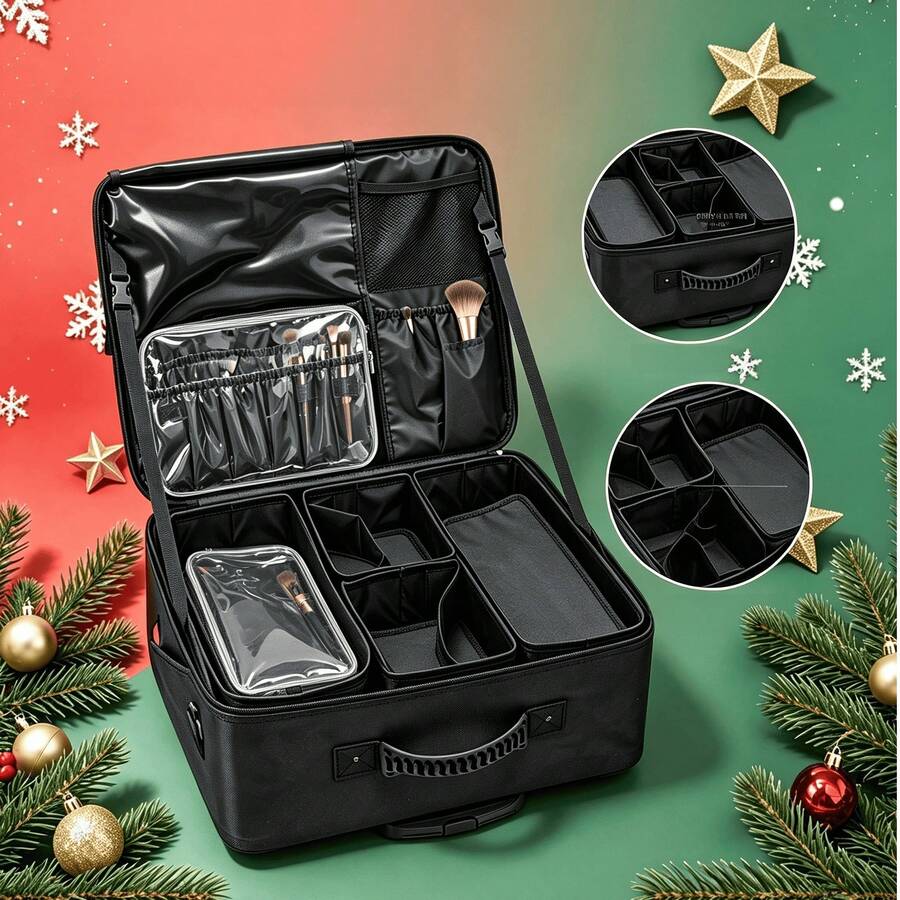 2Pcs Professional Waterproof Makeup Bags, Portable Handheld Lightweight Durable Stylish, Ideal For Travel & Home, Halloween Christmas Gift, Random Style