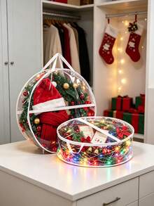 Christmas Transparent Home Storage Organizer Foldable Storage Bag With Zipper And Handles, Christmas Party And All-Season Home Decor Storage - Clear - View 5