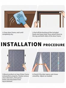 1pc Magnetic Thermal Insulated Curtain, Double-Sided Reversible Design, Magnetic Auto-Closing, No Drilling Required, Blocks Cold Air And Noise, Suitable For Entry Door, Basement, Kitchen - Grey - View 11