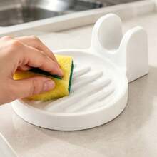 1pc Kitchen Utensil Rest, Round Drainable Spoon Holder With Dual Curved Ear Support, Collects Excess Soup Liquid, Countertop Cookware Organizer For Home Cooking, Ideal Housewarming Gift - Multicolor - View 3