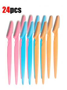 70pcs Facial Hair Removal Razor, Eyebrow Trimmer, Manual Shaver, Multi-Functional Eyebrow Scissors And Facial Razor, Suitable For Men And Women, Exfoliating Hair Removal Tool, Body Hair Trimmer And Facial & With Long Handle, Precision Protective Cover Eyebrow Trimming Tool, Suitable For Travel Shaver. 30/24/12/6/3/1pc - Multicolor - View 11