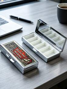 "Poisons And Antidotes" Printed Pill Box, Vintage European Style Pill Dispenser, Portable Pill Dispenser, Precise 1-2 Pill Dispenser, Convenient Medication Storage Box, Easy-To-Use Design, Plastic Material, Portable Travel Pill Box, Dispensing Box, Large Capacity Medication Box, Christmas Gift, Gift For Friends - Multicolor - View 7