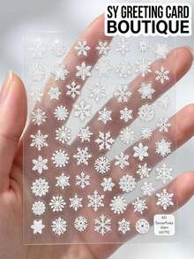 1pc Snowflake Decorative Sticker, White Hollow Snowflake Pattern Self-Adhesive Transparent Decal, Winter Theme 6D Embossed Texture Sticker, Suitable For Phone Case, Gift Box, Greeting Card, Packaging Decoration - Decorative Stickers - View 4