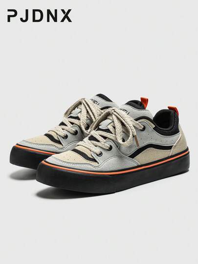 phantombear Men's Star Canvas Shoes, Low-Top Lace-Up Thick Sole Skateboard Shoes, Breathable Thick Sole Casual Walking Shoes, Streetwear Men's Shoes