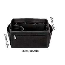 1pc Felt Inner Bag Organizer, Compartment Pouch, Makeup Bag, Medium Size, Multi-Functional Storage Bag, Simple Divided Design, Neat And Organized, Built-In Bag - Black - View 10
