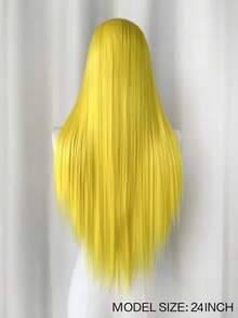 websterwigs Halloween Cosplay Lemon Yellow 13x4 HD Lace Front Wig Hand Tied Transparent Lace Medium Cap For Women Fashion 150% Density - Multicolor - View 8