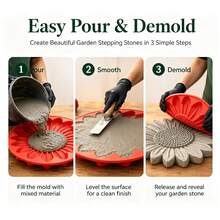 DIY Garden Path Paving Mold, Reusable Sunflower Stepping Stone Mold, Gardening Tool Set - Perfect For Non-Slip Stepping Bricks, Suitable For Patio, Garden, And Vegetable Patch, Adding Decoration To Your Garden And Yard - Multicolor - View 5