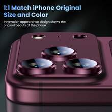 Yezodawee 1pc Deep Red Camera Lens Protector, Compatible With IPhone 16, 14 Pro Max, 15 Pro Max, 16 Pro Max, 14 Pro, 13, 15 Plus And Other Phone Accessories, 9H Tempered Glass Anti-Shatter Protective Case - Burgundy - View 5