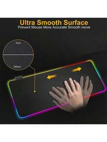1pc Pure Black Personalized Large RGB Glowing Magic Mouse Pad 80cmx30cmx0.3cm Extra Large Office Desk Mat / RGB 30cmX25cm Computer Desk Gaming Mouse Pad Keyboard Pad Student Desktop Writing Desk Mat Stitched Edge Durable Mouse Pad Computer LED Desk Mat - View 5