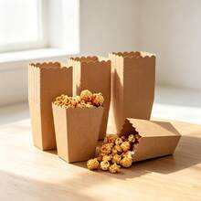 4.52 Inch Cardboard Goodie Boxes, Movie Night Popcorn Bags, Kraft Packaging Containers, Perfect For Home Date Nights And Birthday Party Favors - Apricot - View 4