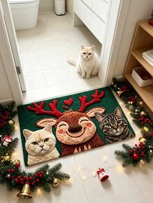 1pc Deer & Cat Doormat, Door Mat, Small Rug, Welcome Mat, Carpet, Floor Mat, Outdoor Doormat, Kitchen Rug, Home Decor, Front Door Mat, Area Rug, Outdoor Mat, Home Decor - Multicolor - View 4